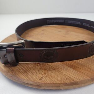 Genuine Harley Davidson Belt‎ Brown Leather Willie World Skull Belt Size 38 EUC